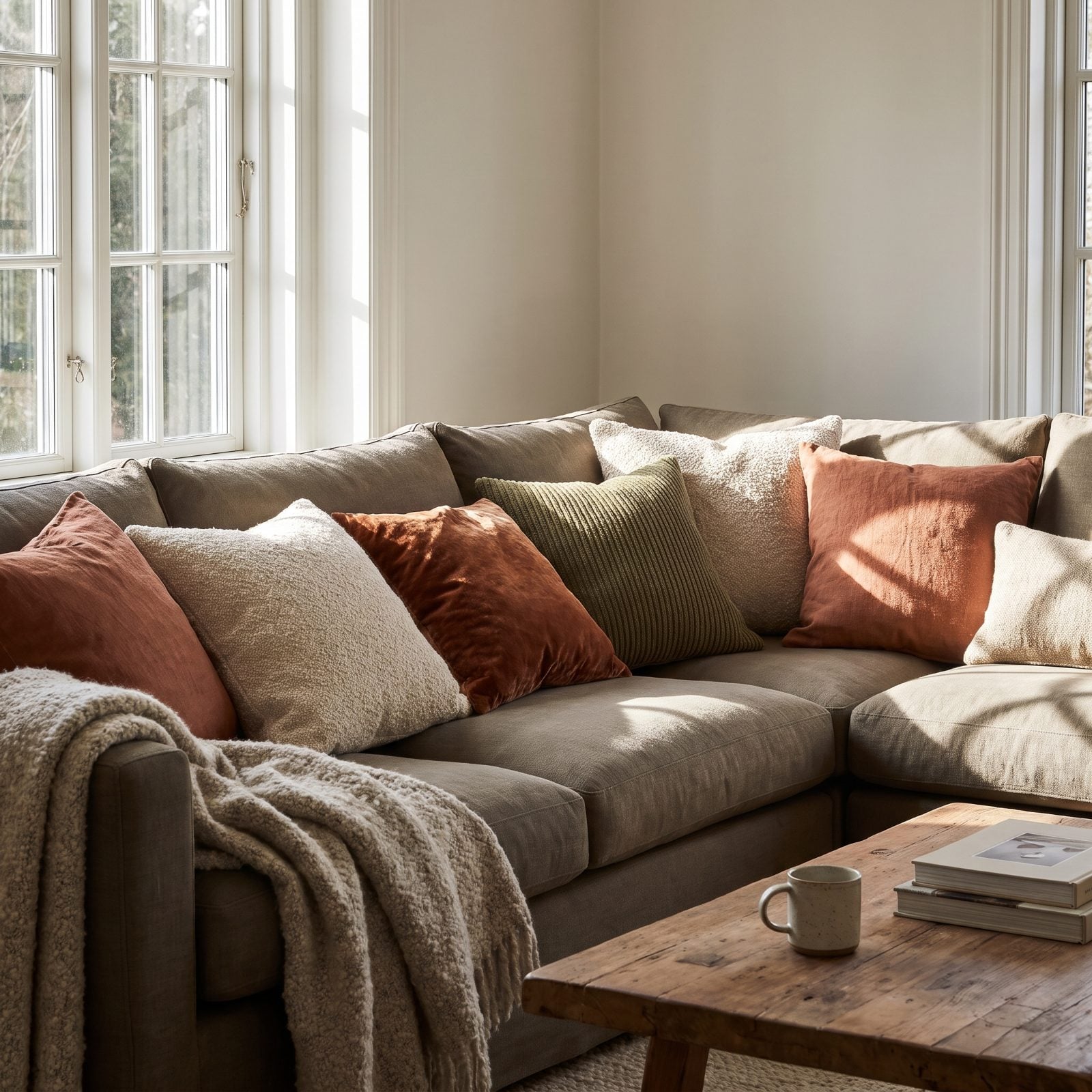 Pile the Sofa With Pillows in Mixed Textures