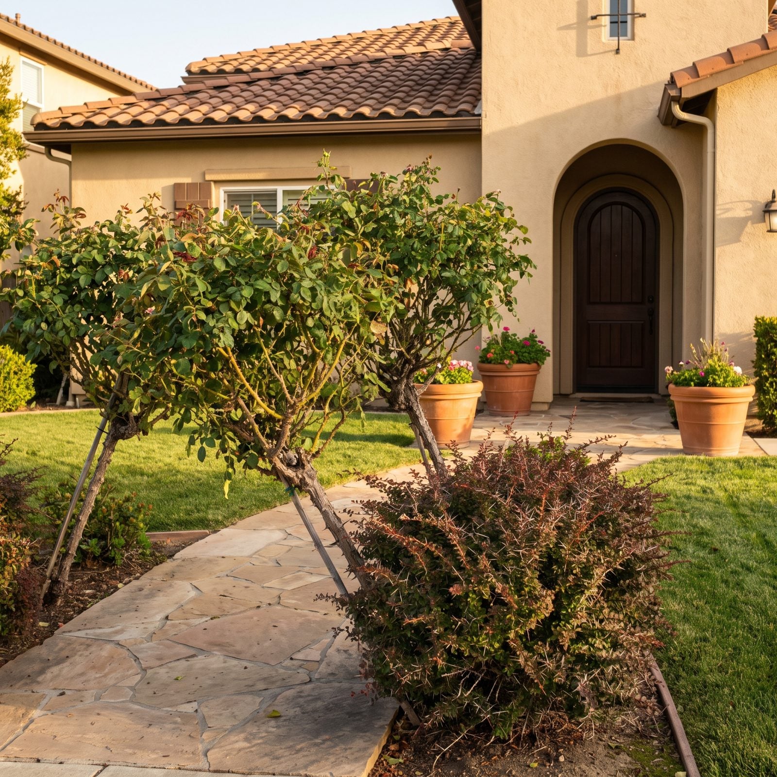 Planting Thorny Shrubs Beside the Entry Path
