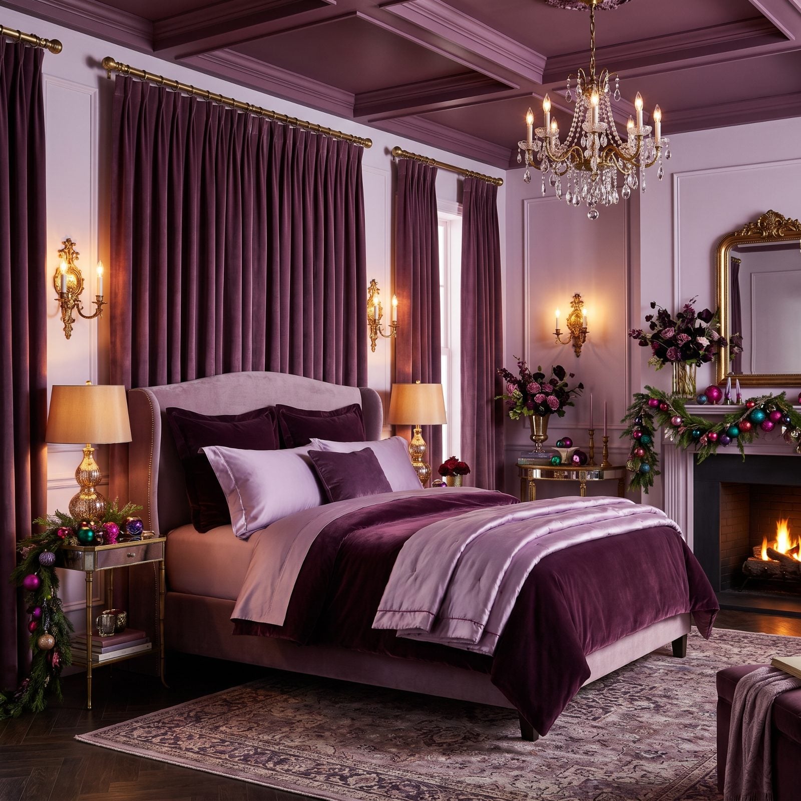 Plum and Pale Lilac: A Christmas Bedroom That Reads Like a Jewel Box