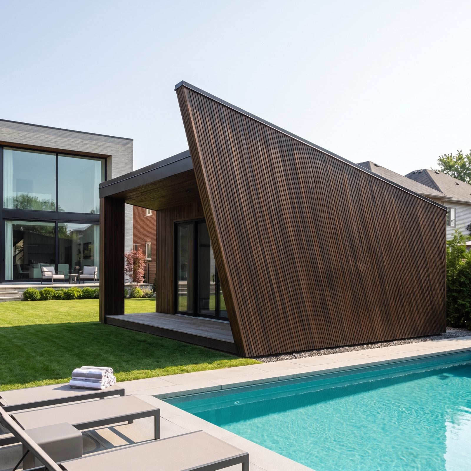 A Pool House Angled to Erase the Neighbors