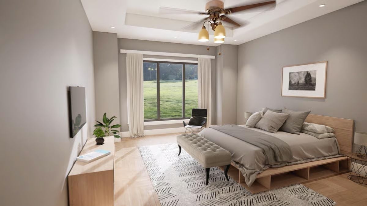 Gray Walls, Natural Wood, and a View That Does Real Work
