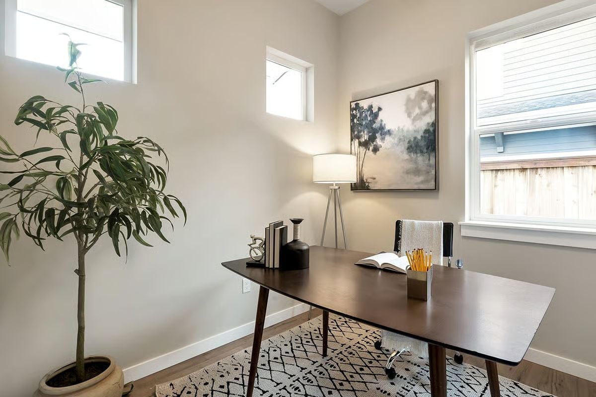 Mid-Century Desk Anchors a Home Office Built for Quiet Focus