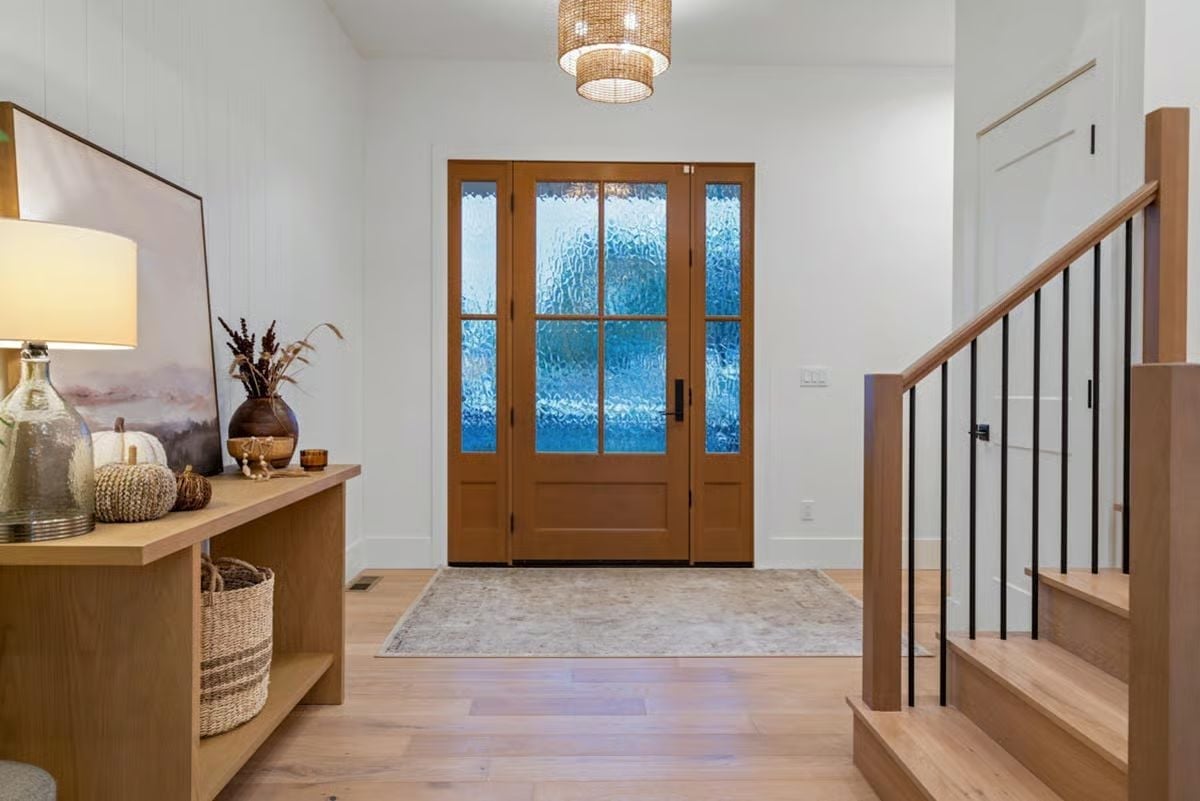 Frosted Glass Entry Door Steals the Show Before You're Even Inside