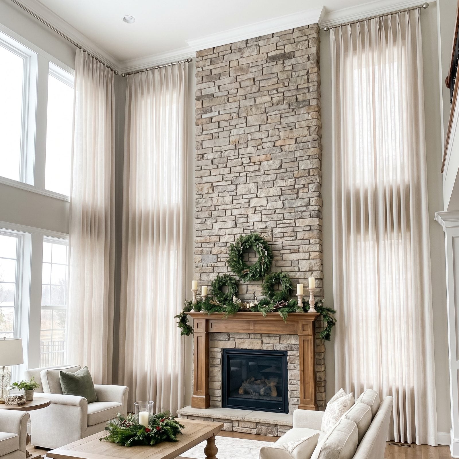 Raise the Curtain Rods to Reinforce the Chimney's Vertical Line