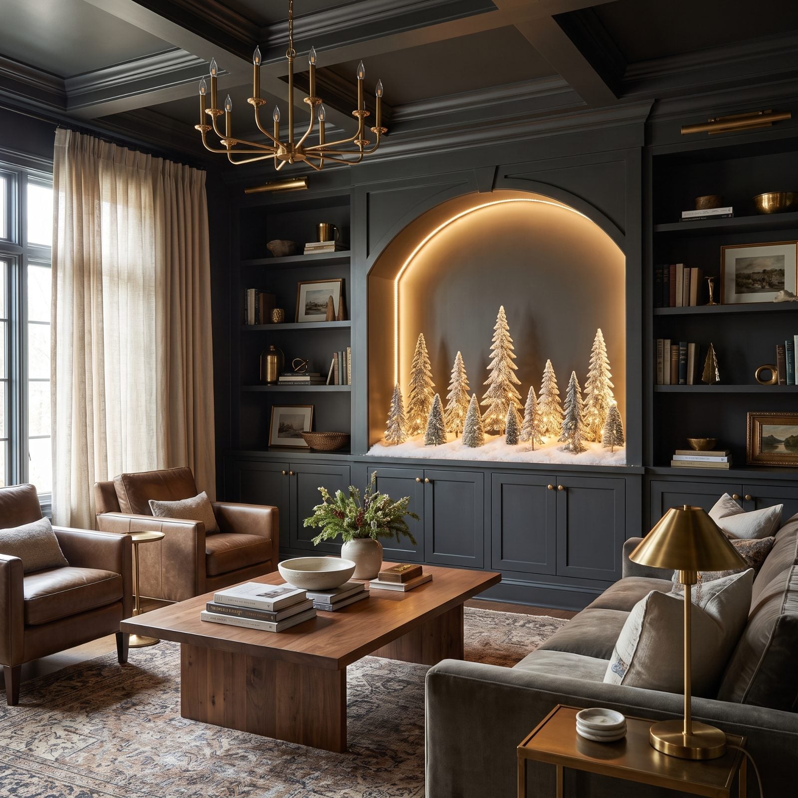 A Recessed Alcove Turned Into a Glowing Holiday Scene