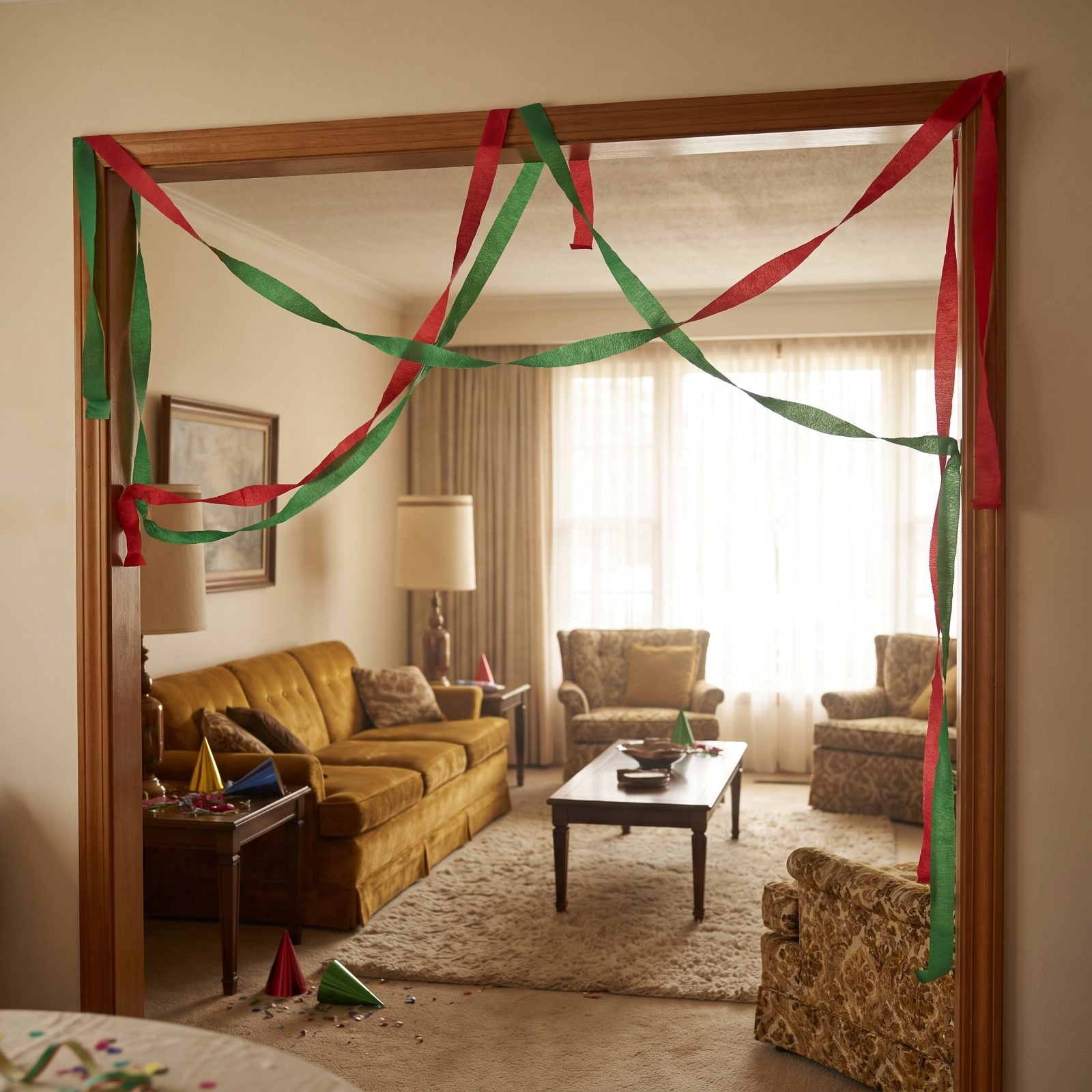 Red-and-Green Crepe-Paper Streamers