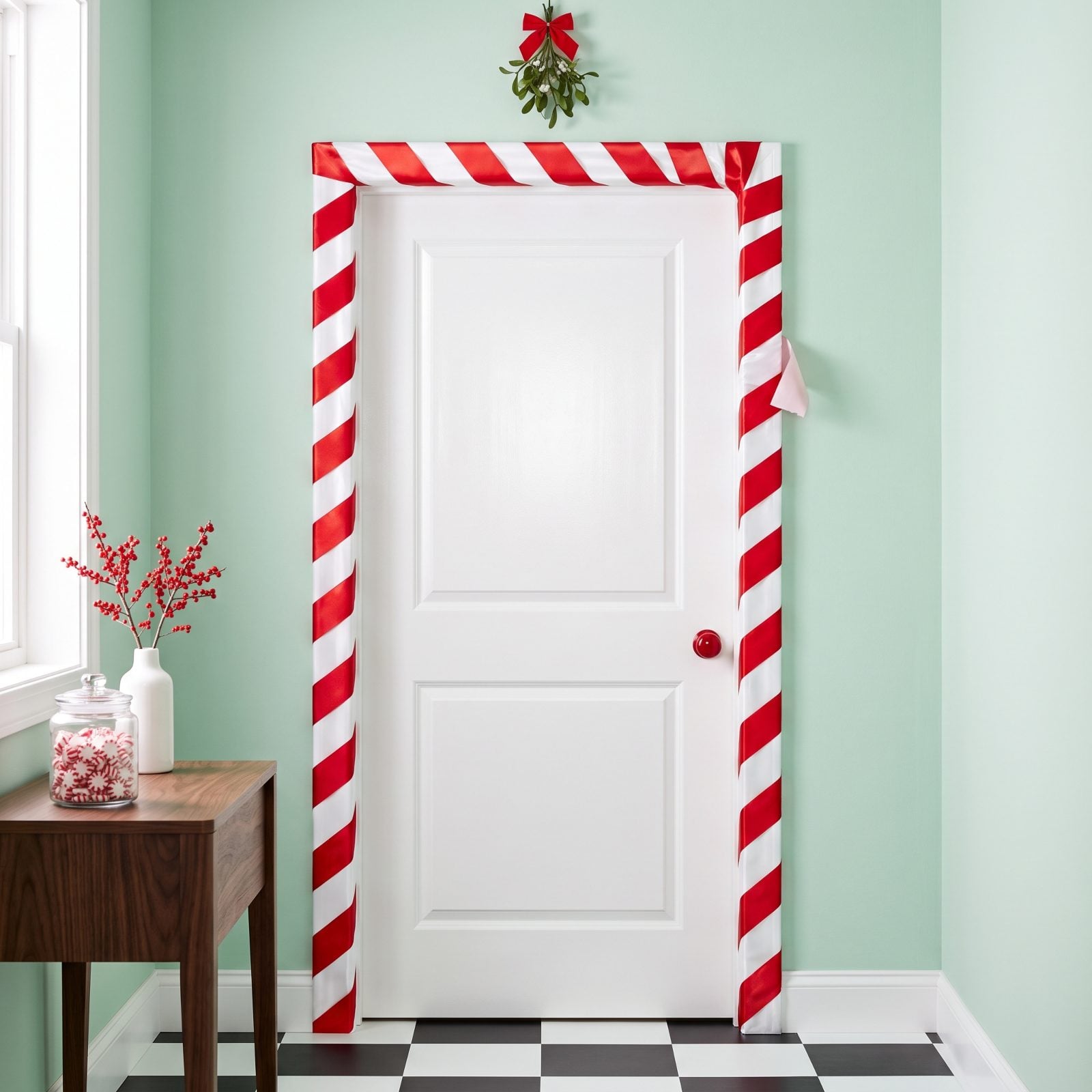 A Red-and-White Candy-Stripe Doorframe