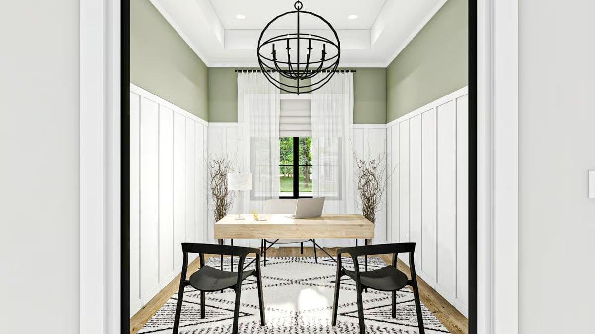 Sage Green Above the Wainscoting Is the Detail That Makes This Office Feel Grown-Up