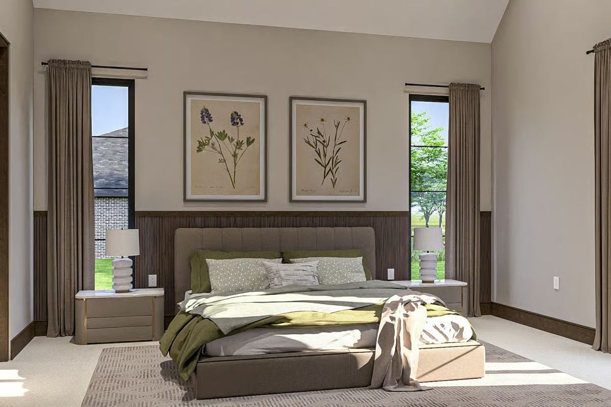 Botanical Prints and Green Bedding That Make the Room Feel Lived In