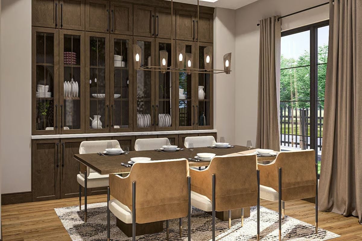 Dark Wood Cabinetry That Makes the China Cabinet the Star of the Room