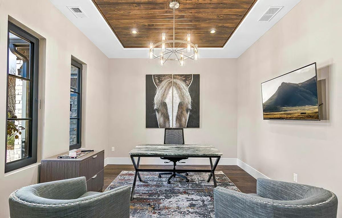 Marble-Top Desk and a Horse Portrait Make This Office Impossible to Forget
