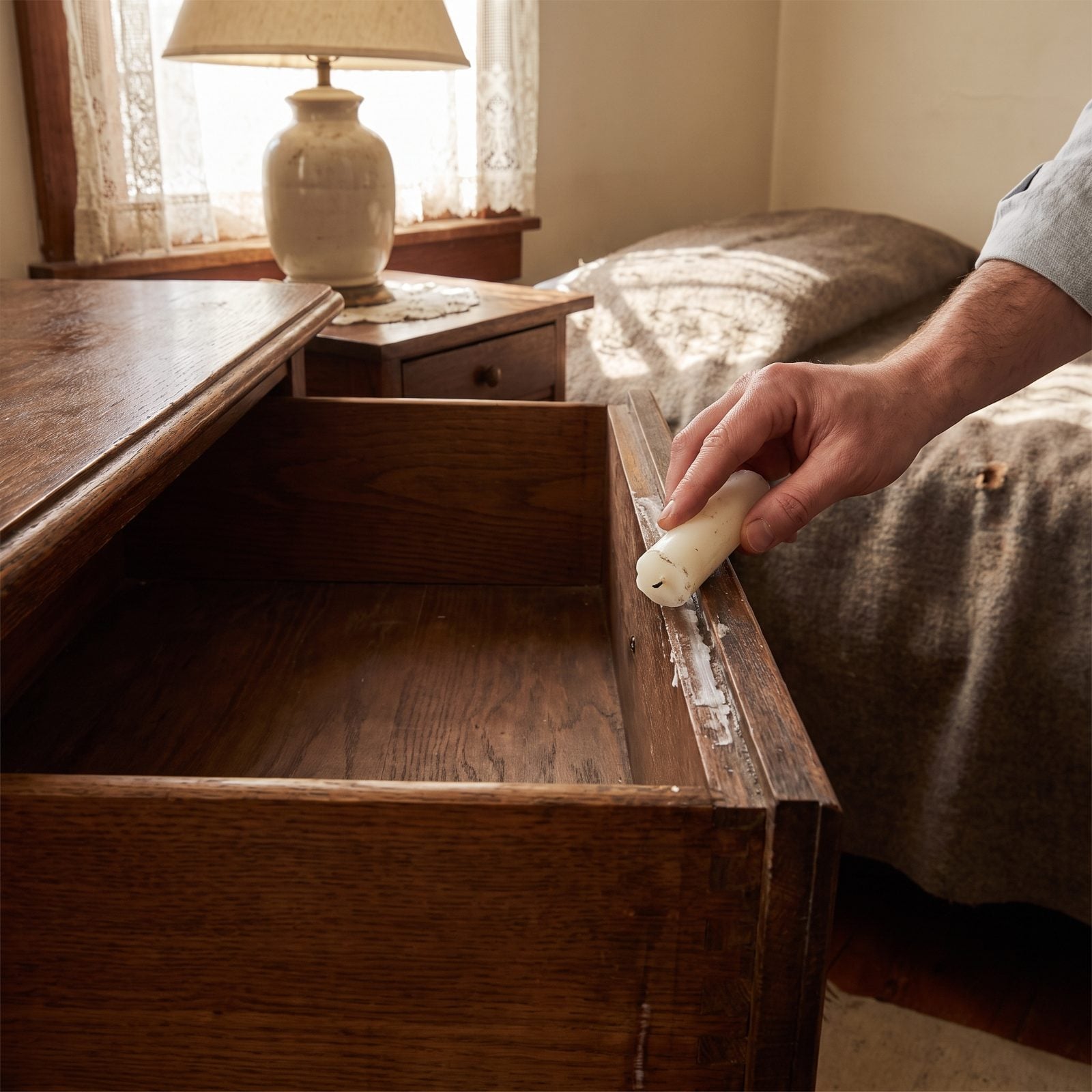 Rub Candle Wax Along Wooden Drawer Runners to Stop Sticking