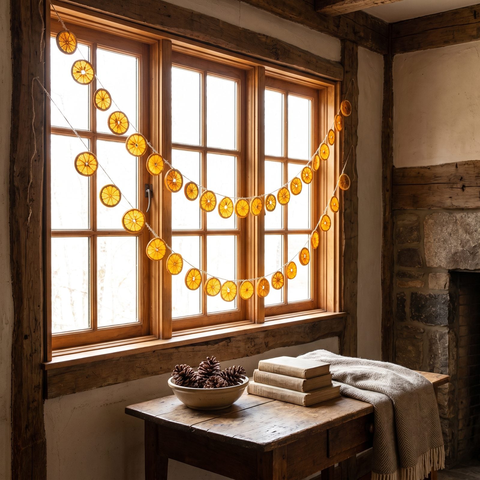 A Rustic Room With Dried-Orange Garlands and Nothing Glittery