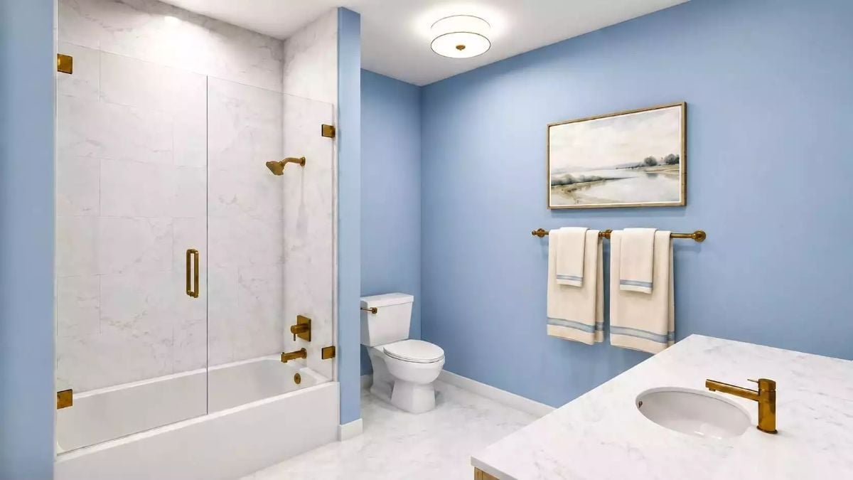 Gold Hardware and Periwinkle Walls That Actually Work Together