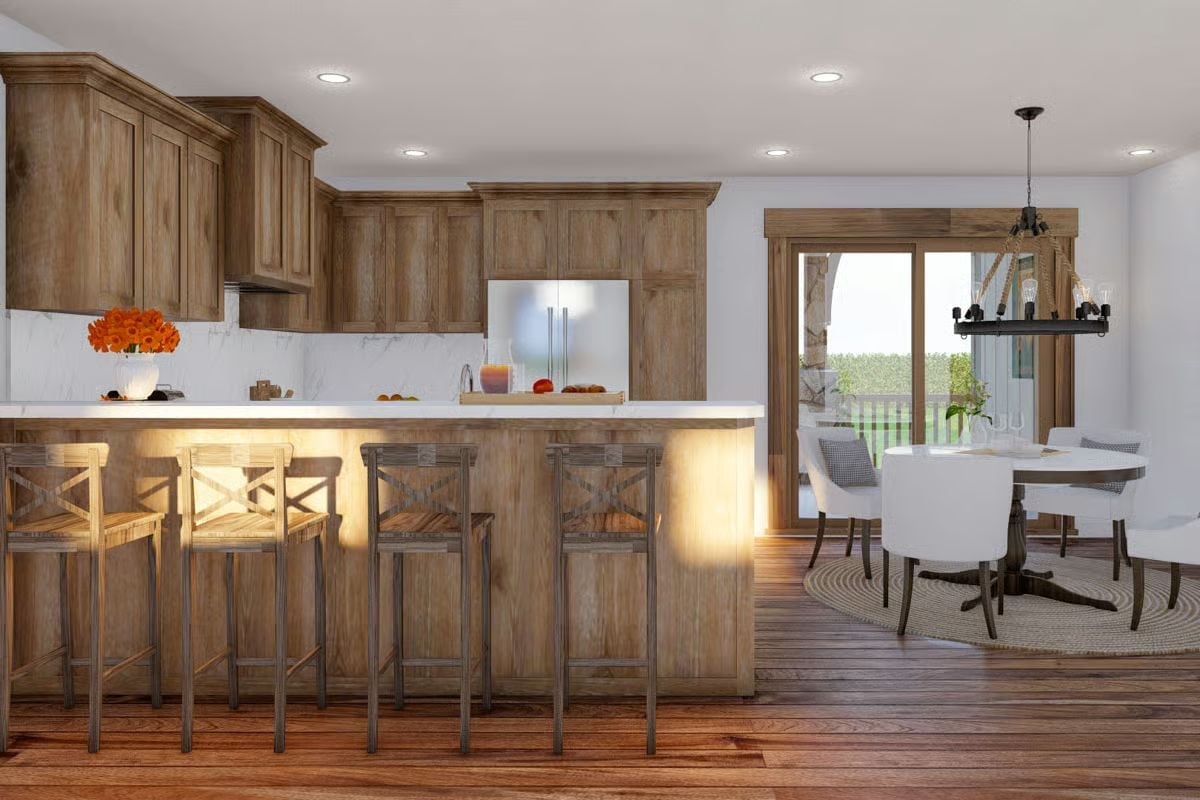 Warm Wood Cabinets and Undermount Bar Lighting That Actually Does Something