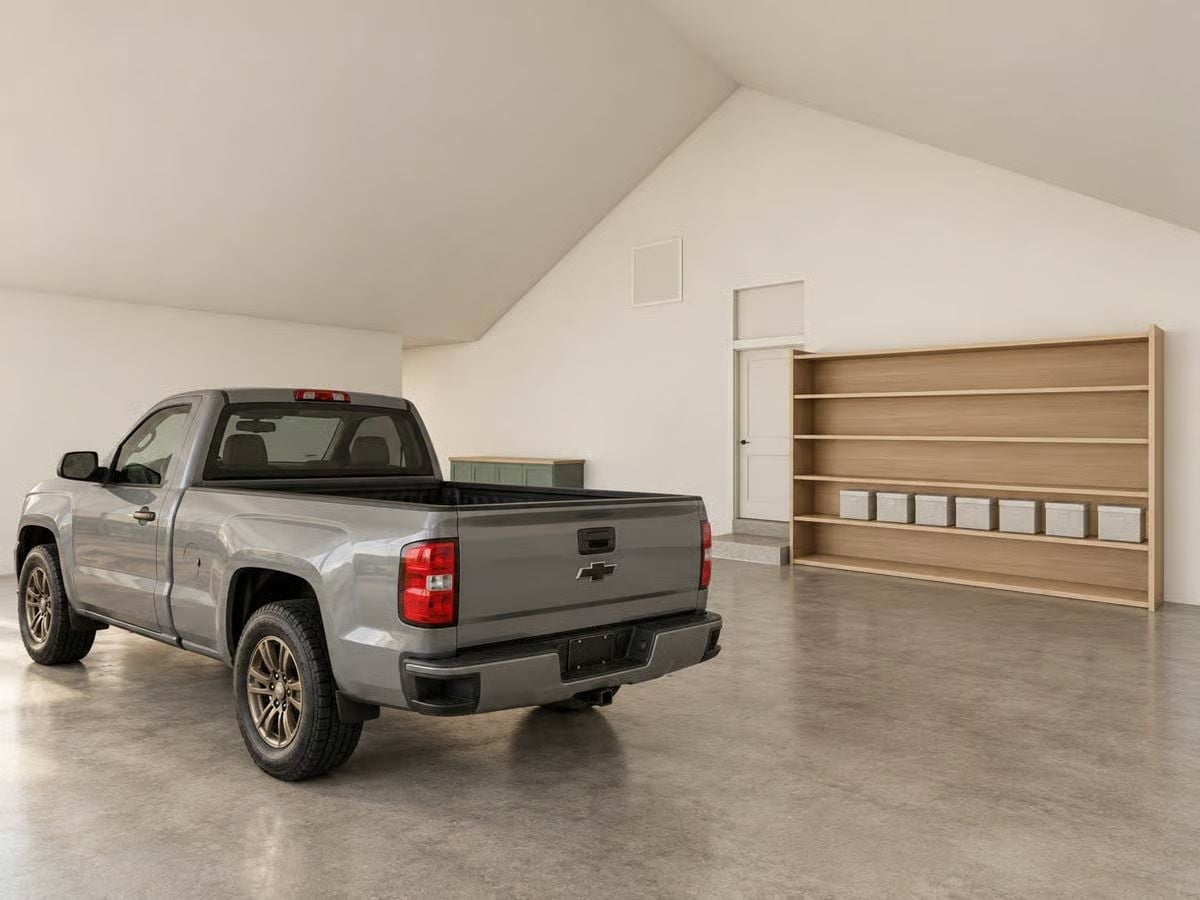 Polished Concrete, Open Rafters, and Enough Room to Park a Silverado With Space Left Over