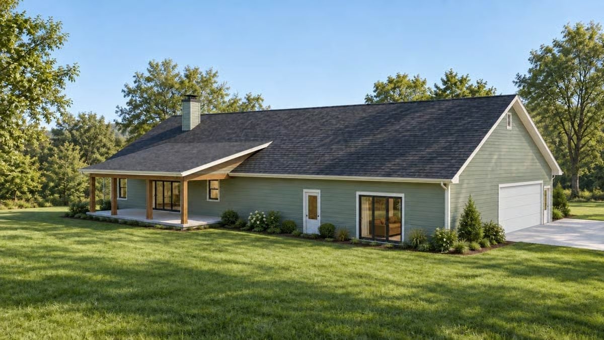 Sage Green Siding and a Covered Porch Built for Serious Grill Duty