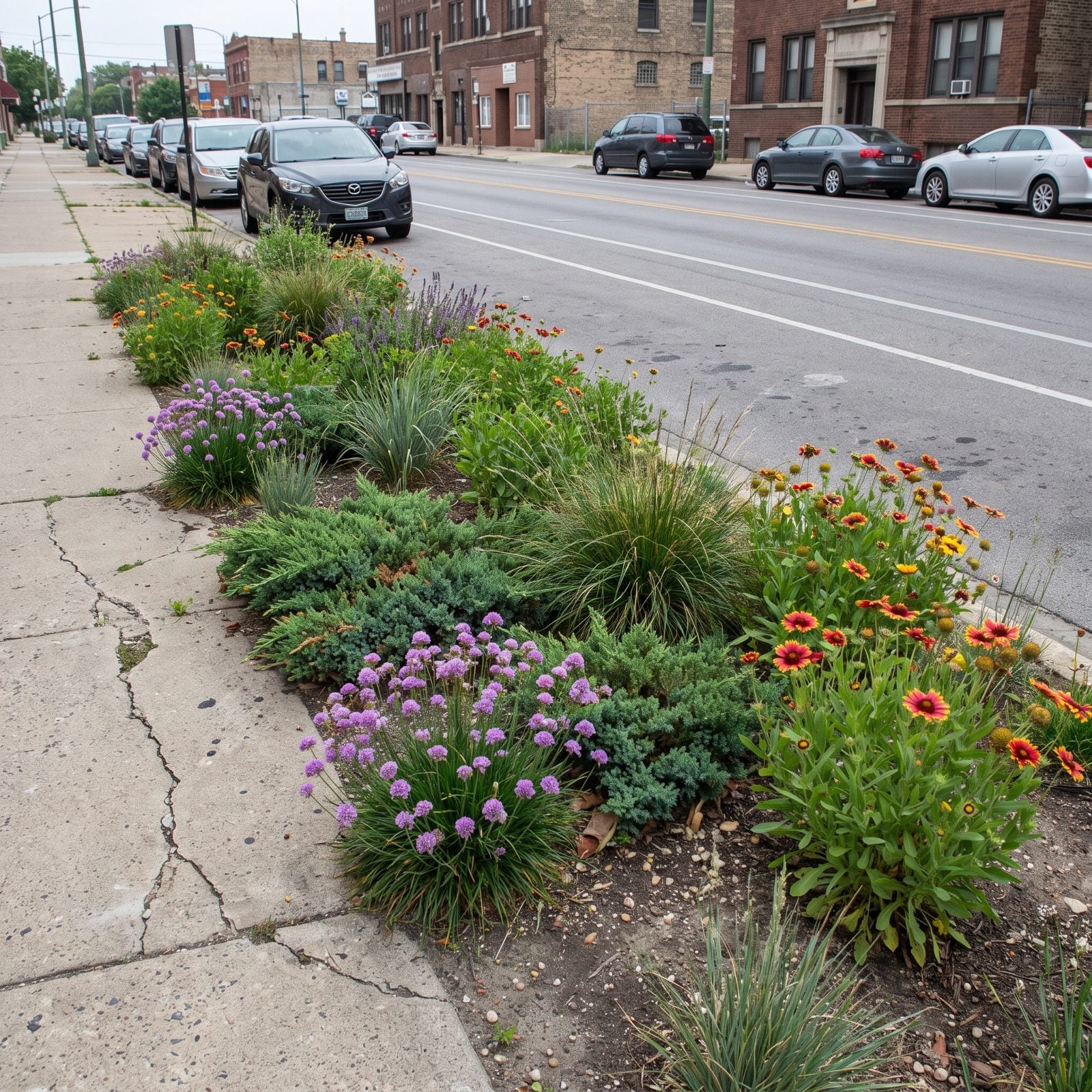 Salt-Tolerant Planting for the Strip Between Curb and Sidewalk