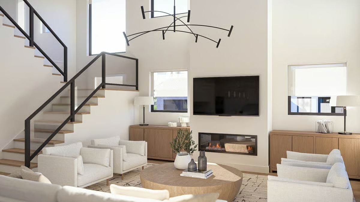 Double-Height Ceilings Earn Every Inch of That Sculptural Chandelier