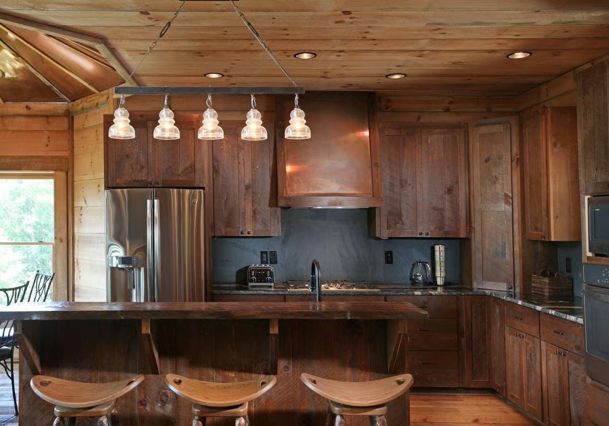 Copper Hood and Telegraph Insulator Pendants Pull This Kitchen Together
