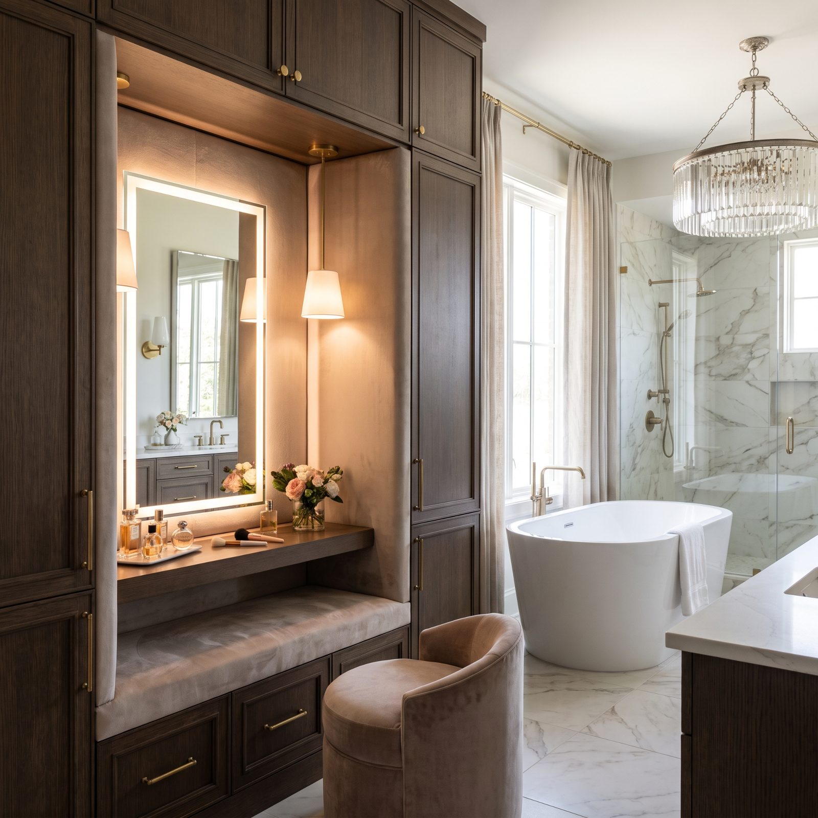 A Seated Makeup Vanity That Isn't an Afterthought