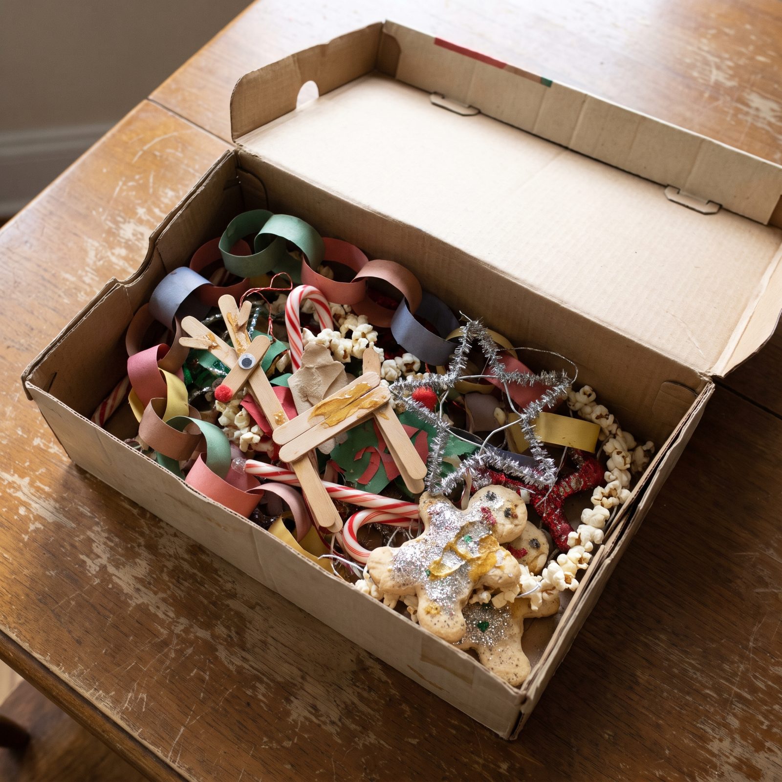 A Shoebox Full of Handmade Childhood Ornaments
