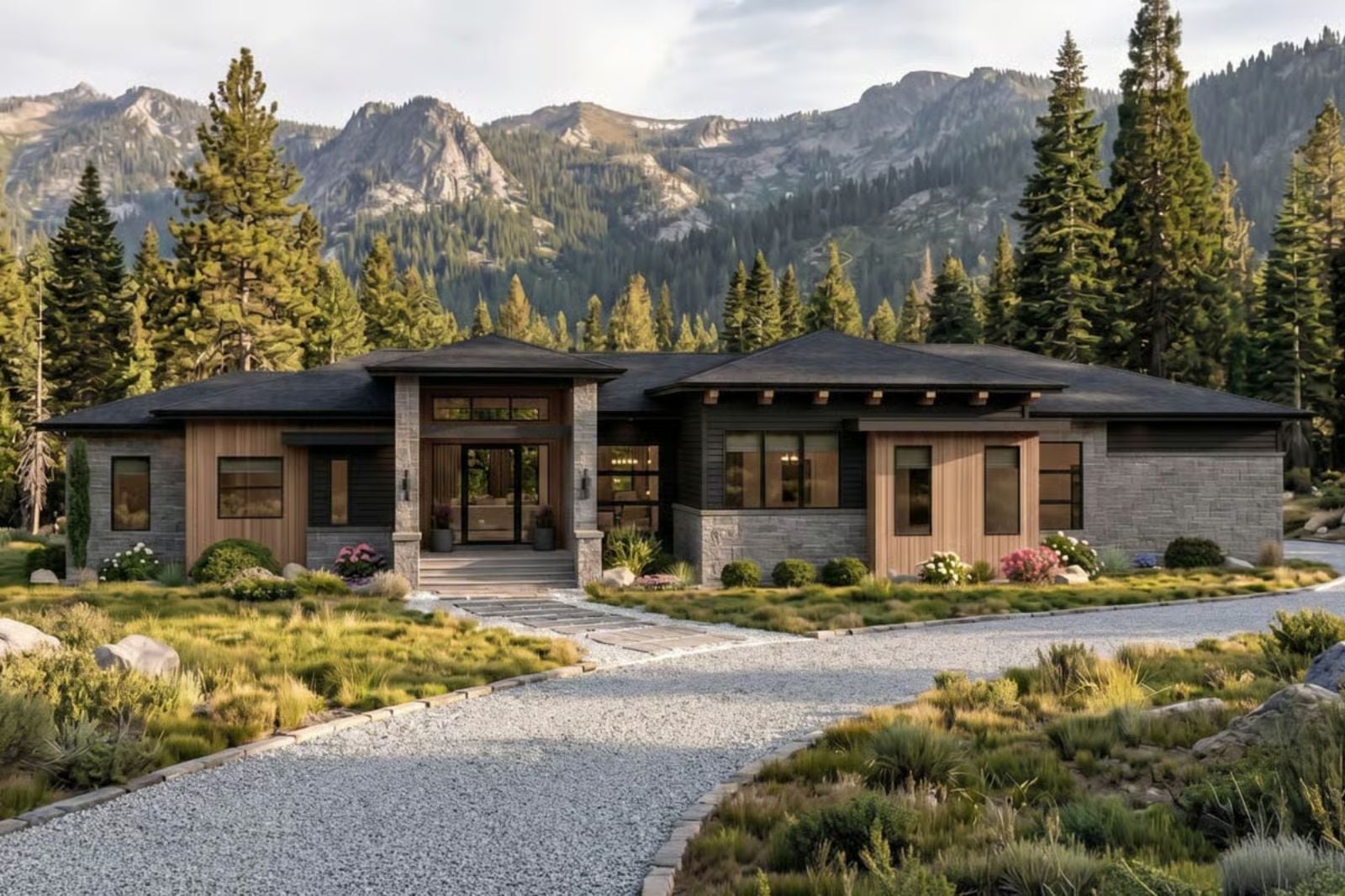 Sierra Stone 5-Bedroom Contemporary Mountain Ranch with Golf Simulator Designed for Self-Made Homeowners Finally Building What They Always Wanted (Floor Plan)