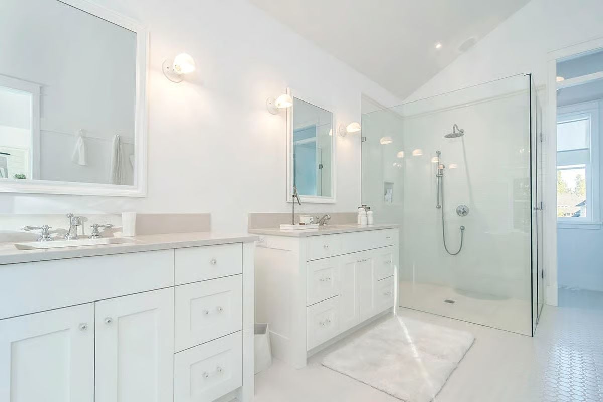 Double Vanities, a Walk-In Shower, and Zero Wasted Space Between Them