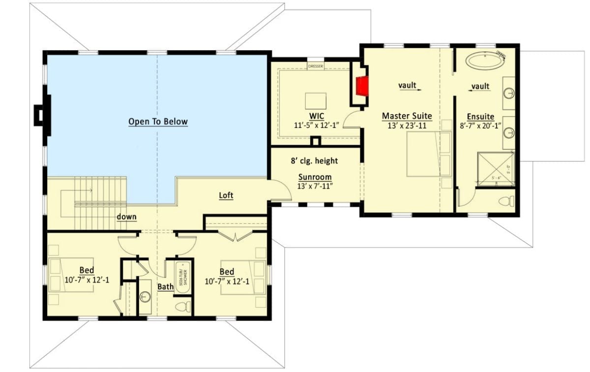 Floor Plan 2 - Silverseam 3-Bedroom Farmhouse with Upstairs Sunroom Designed for Families Who Make Their House the One Everyone Wants to Visit