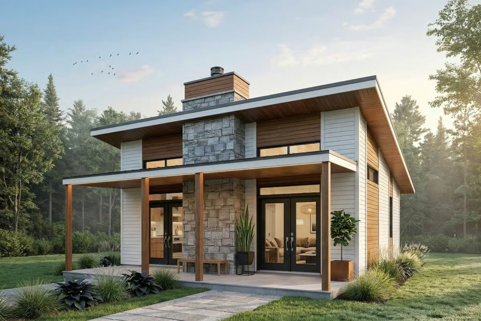 Skyward Shed 2-Bedroom Contemporary Vacation Retreat with Covered Porch Designed for Couples Who Want a Home That Feels Like Vacation (Floor Plan)