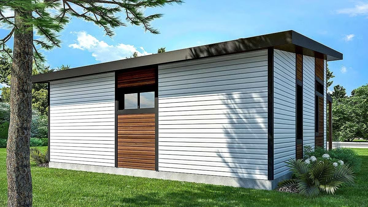 White Lap Siding and Wood Accents Give This Compact Retreat a Clean, Modern Edge