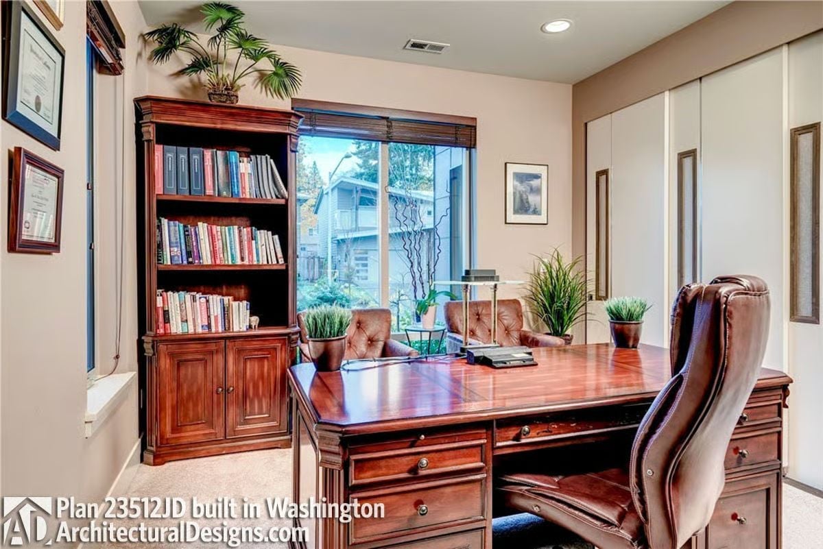 Mahogany Desk and Bookcase Turn a Home Office Into Something Worth Working In