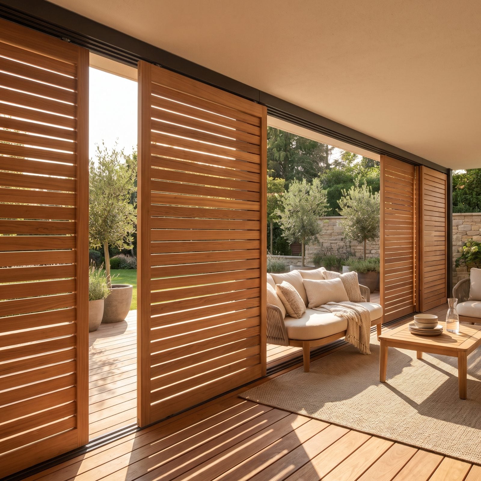 A Sliding Screen Wall That Reconfigures the Patio