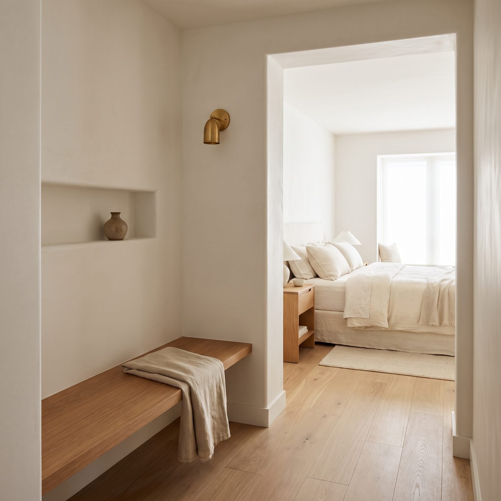 A Small Vestibule Buffering the Bedroom From the Hall