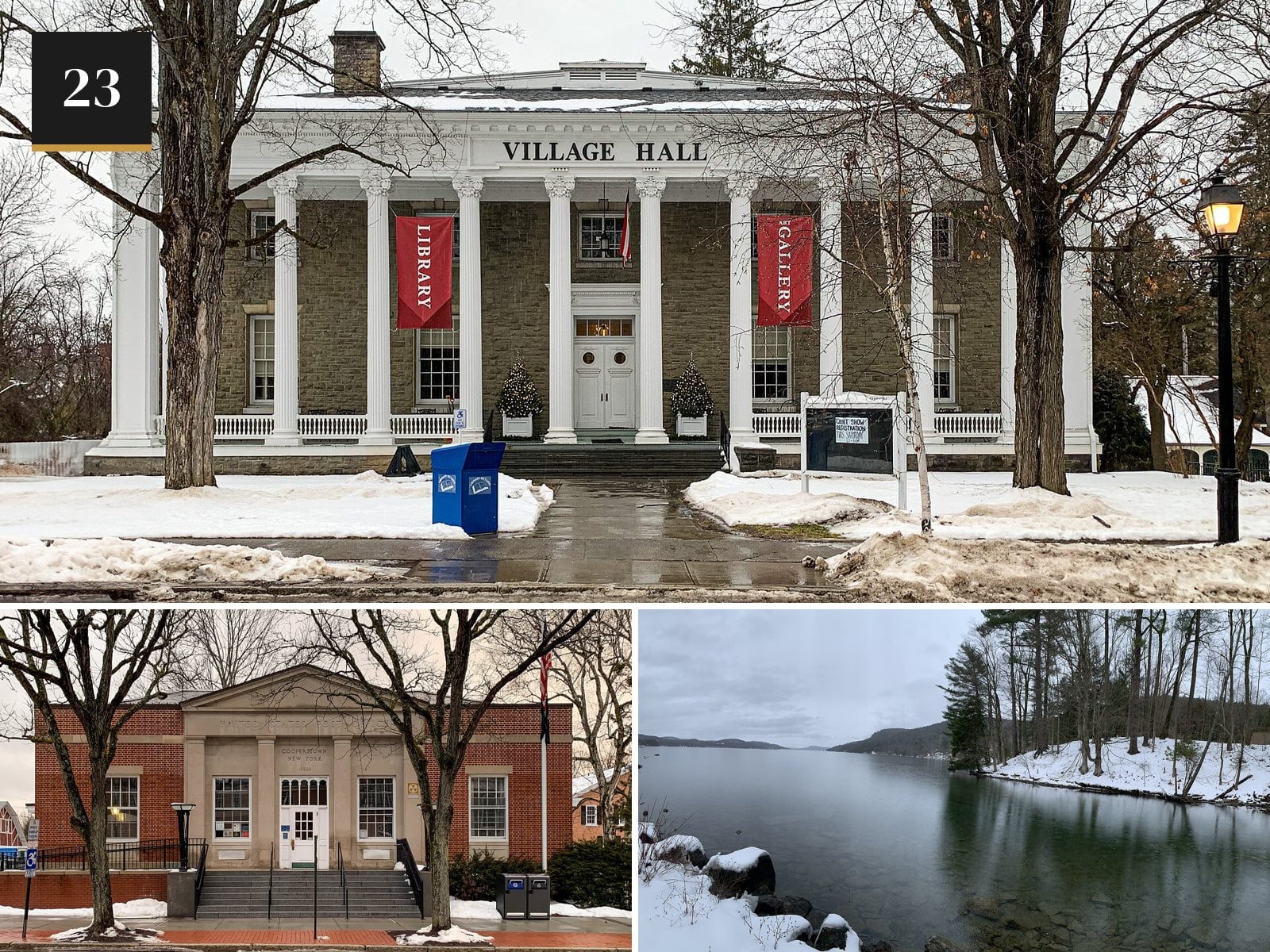 Cooperstown, New York in the snow