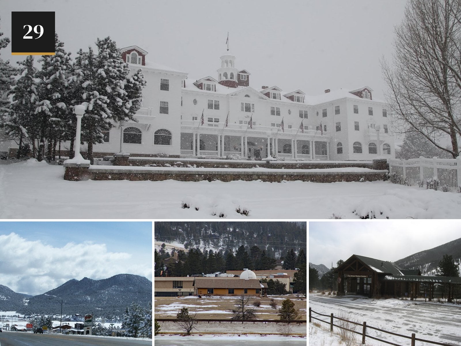Estes Park, Colorado in the snow