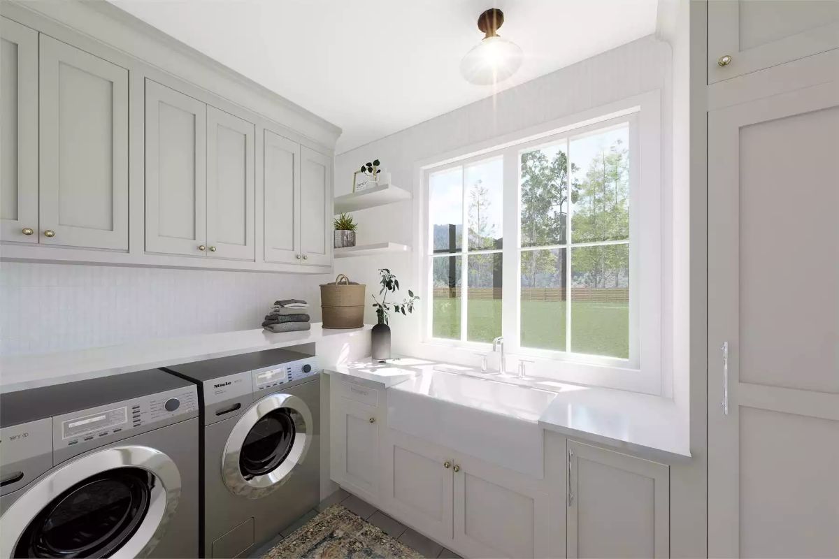 Miele Machines, Farmhouse Sink, and a Window That Makes Laundry Bearable