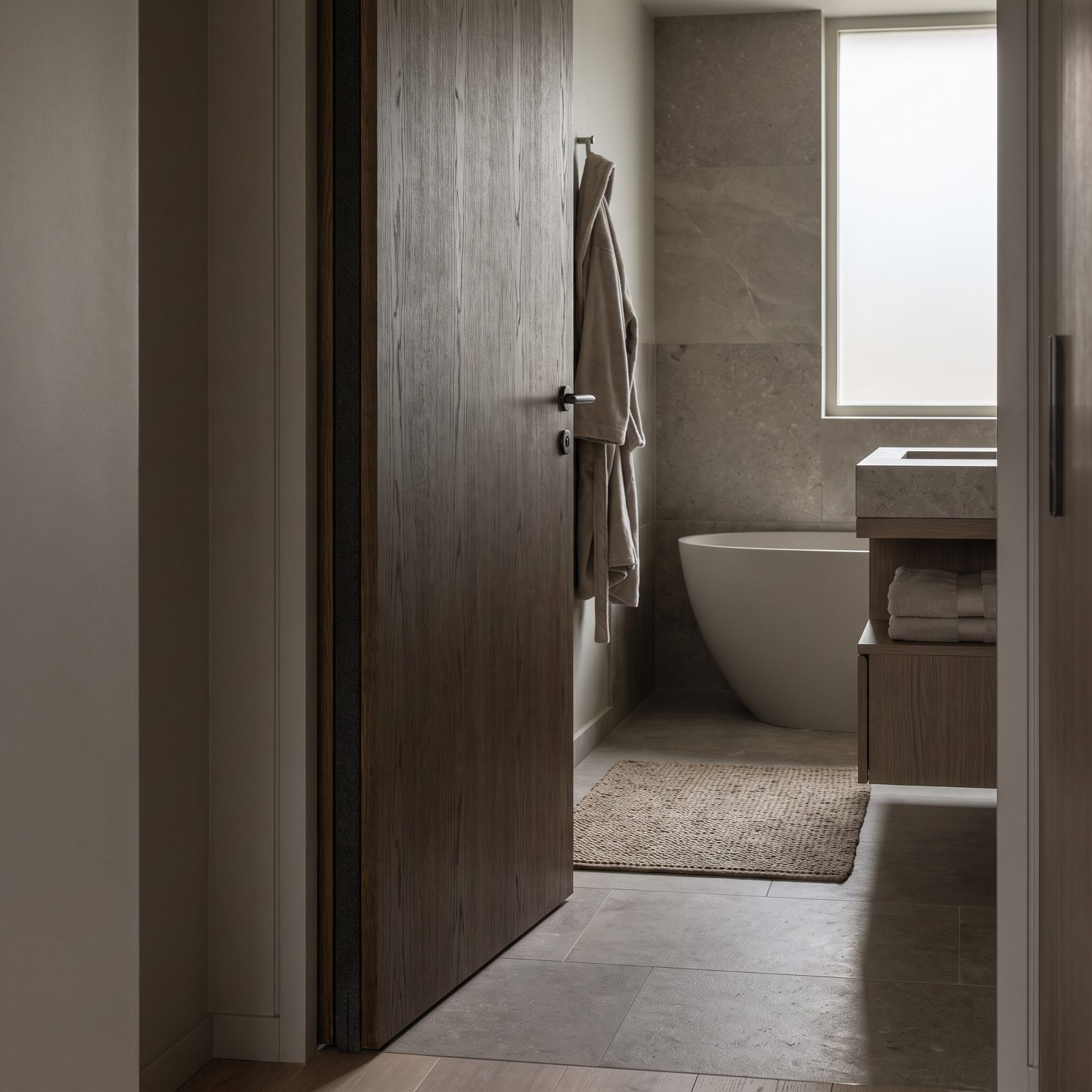 Sound-Insulated Walls and a Solid-Core Bathroom Door