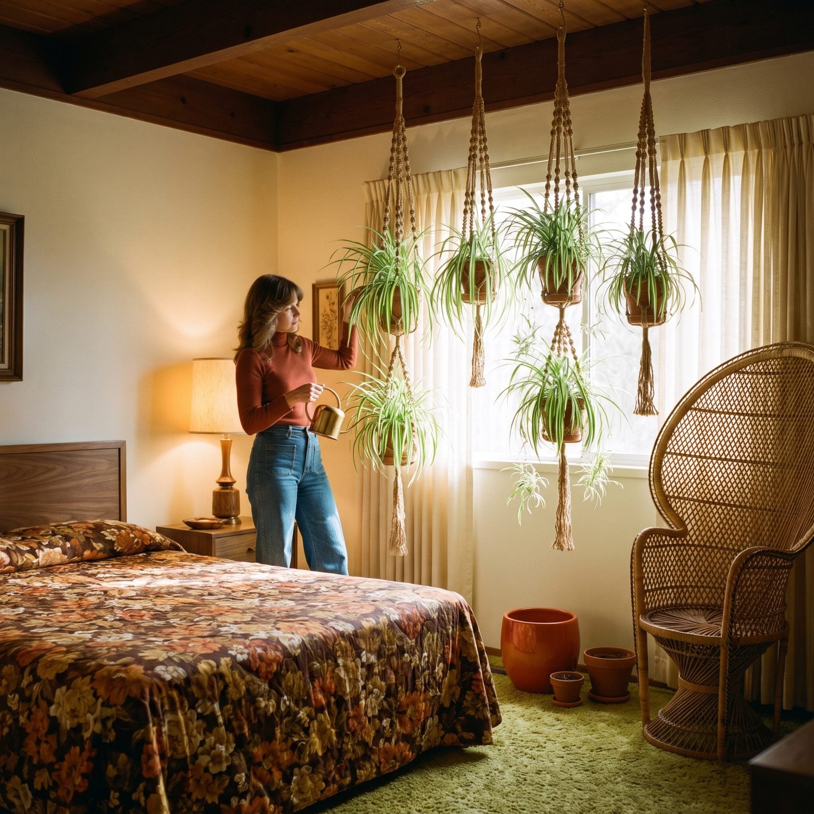 Spider Plants Hanging in a Macramé Jungle