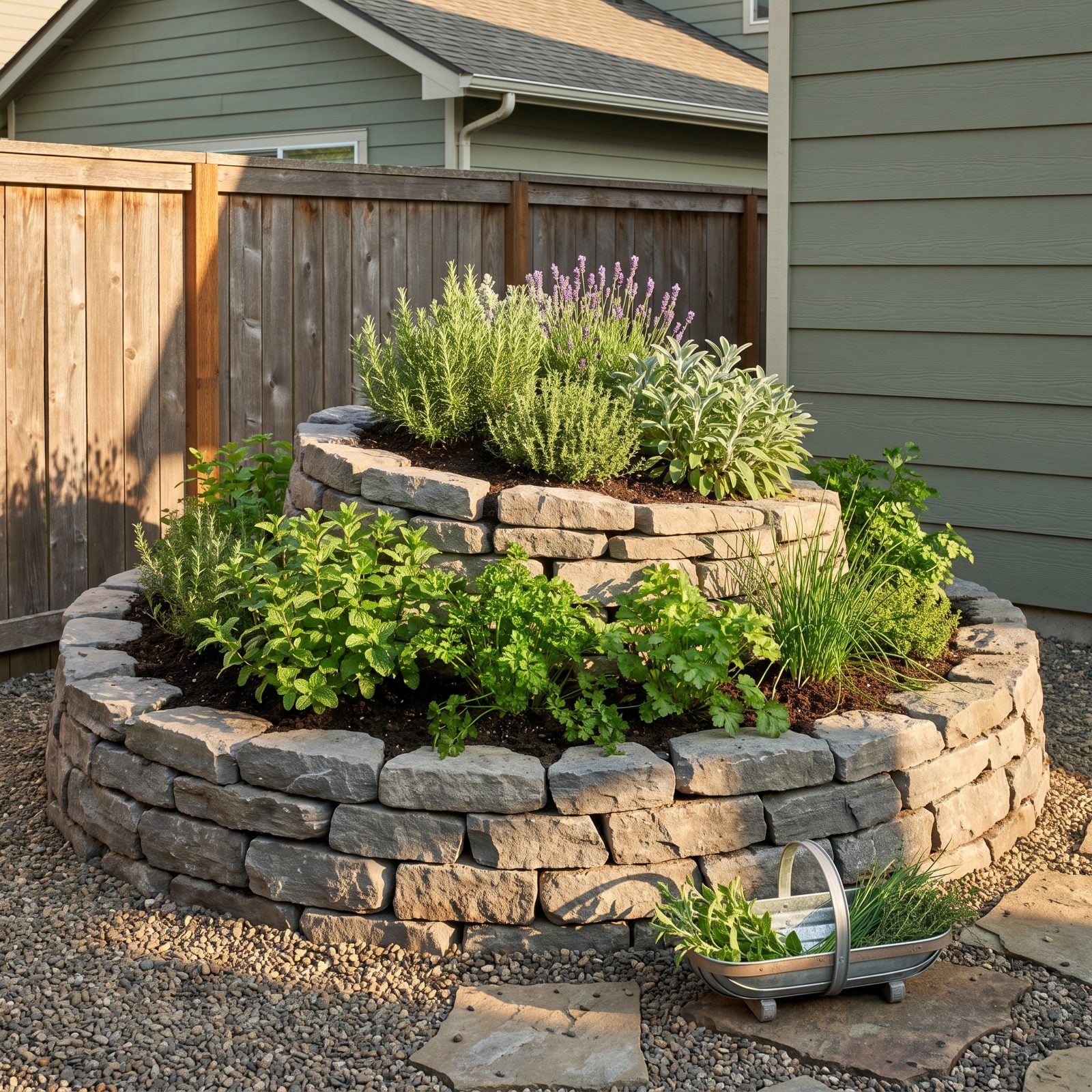 Spiral Kitchen Garden That Stacks Herbs Up, Not Out