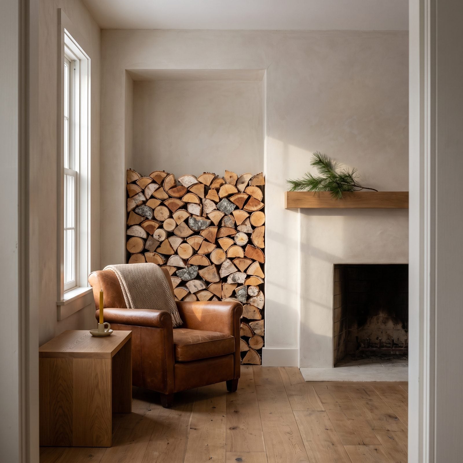 A Stack of Firewood Treated as Seasonal Sculpture