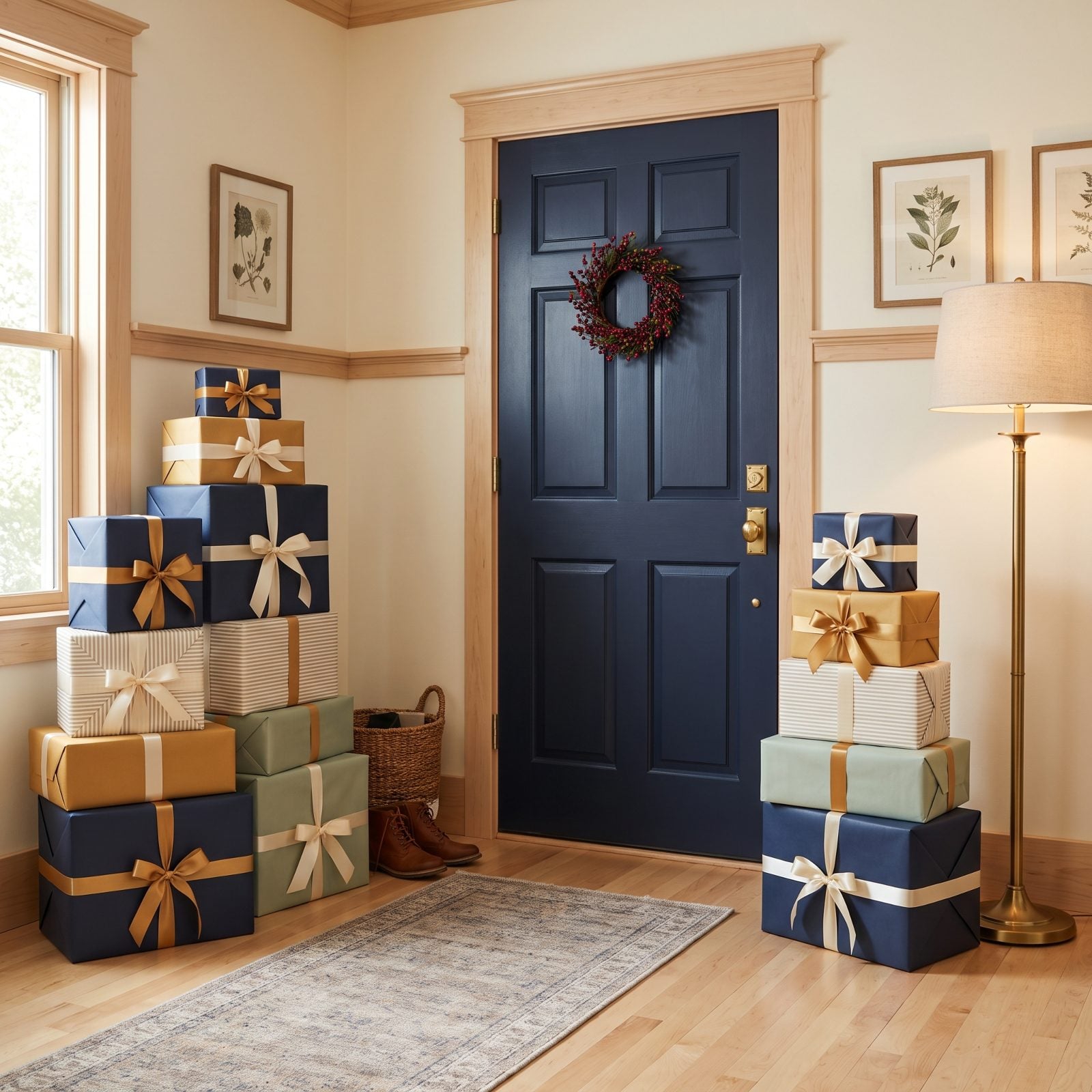 Stacked Wrapped Boxes Forming Asymmetrical Columns