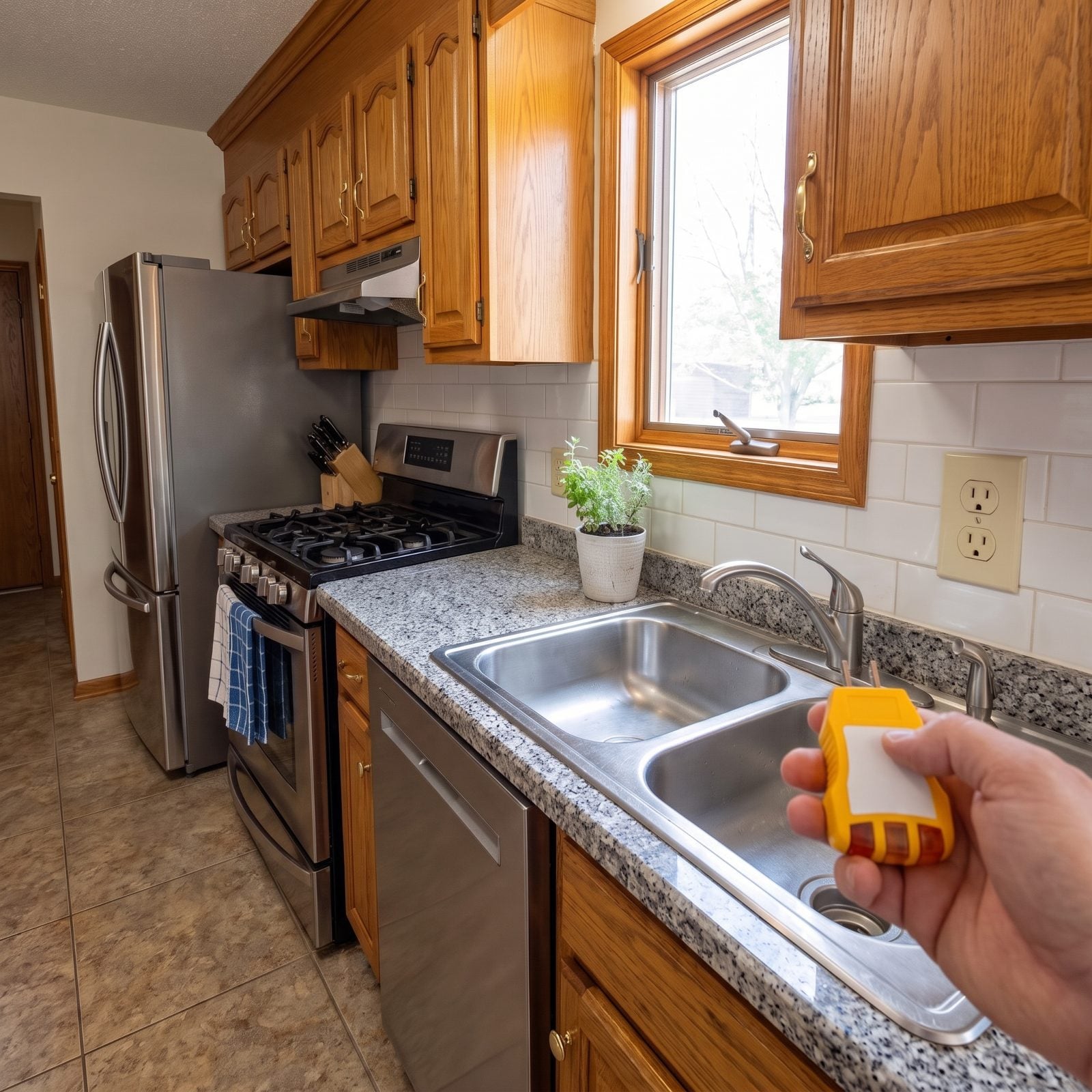 A Standard Outlet Beside a Sink Where GFCI Protection Is Expected