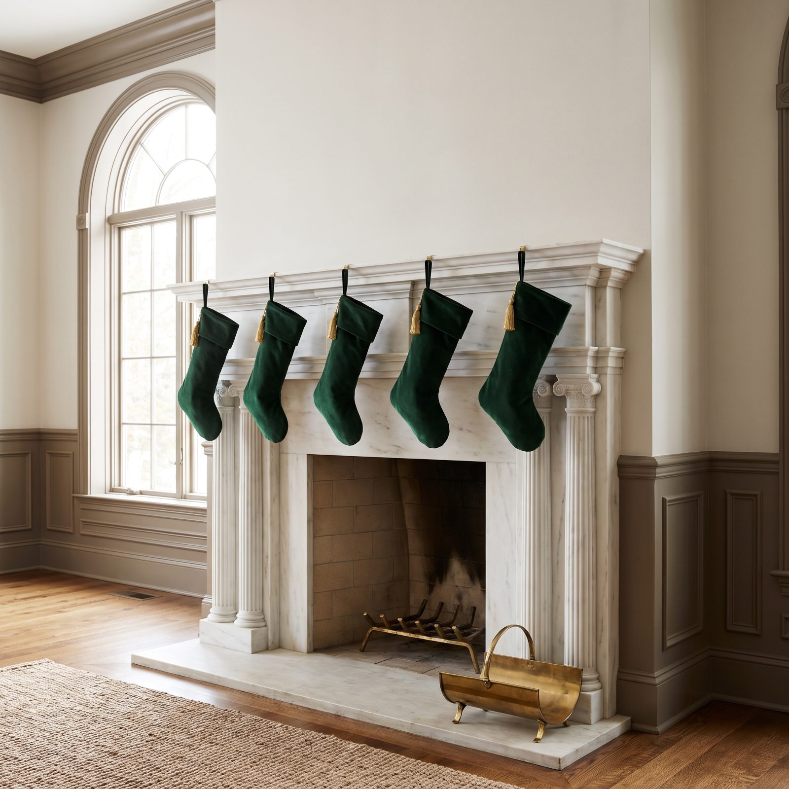Stockings Spaced to Follow the Mantel's Architecture