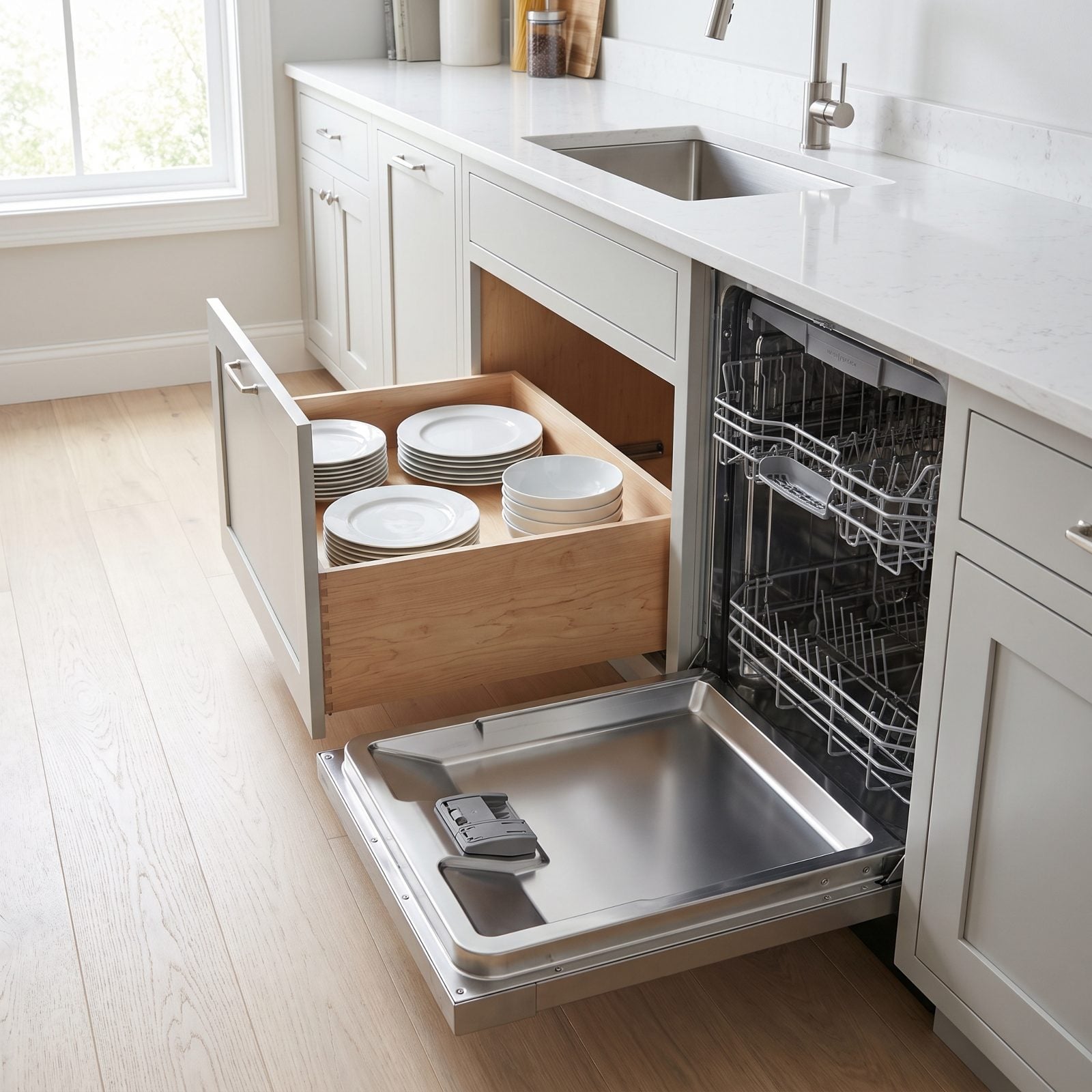 Store Everyday Plates in Drawers Right Next to the Dishwasher