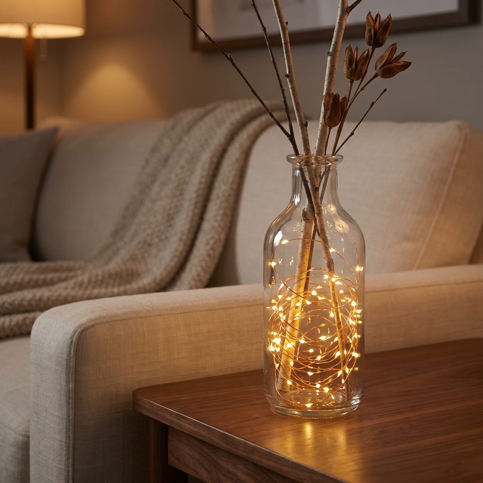 A Strand of Micro-Lights Hidden Inside a Vase