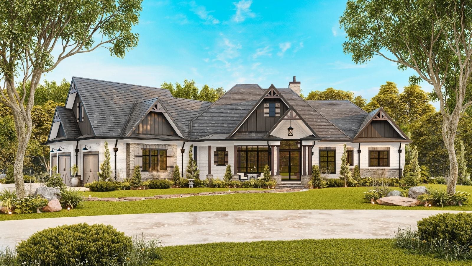 Sunbrook 3-Bedroom Modern Farmhouse Craftsman House Plan with Wet Bar (6387 Sq. Ft. Floor Plan)