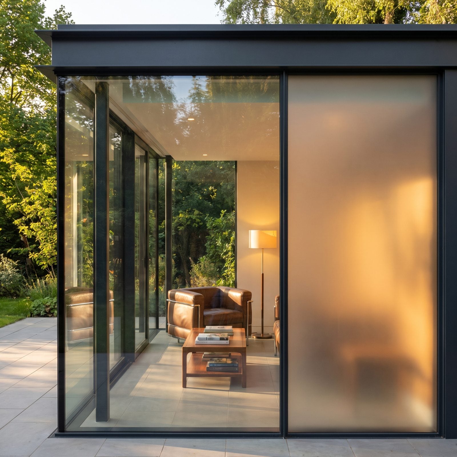 Switchable-Opacity Glass for a Garden Room