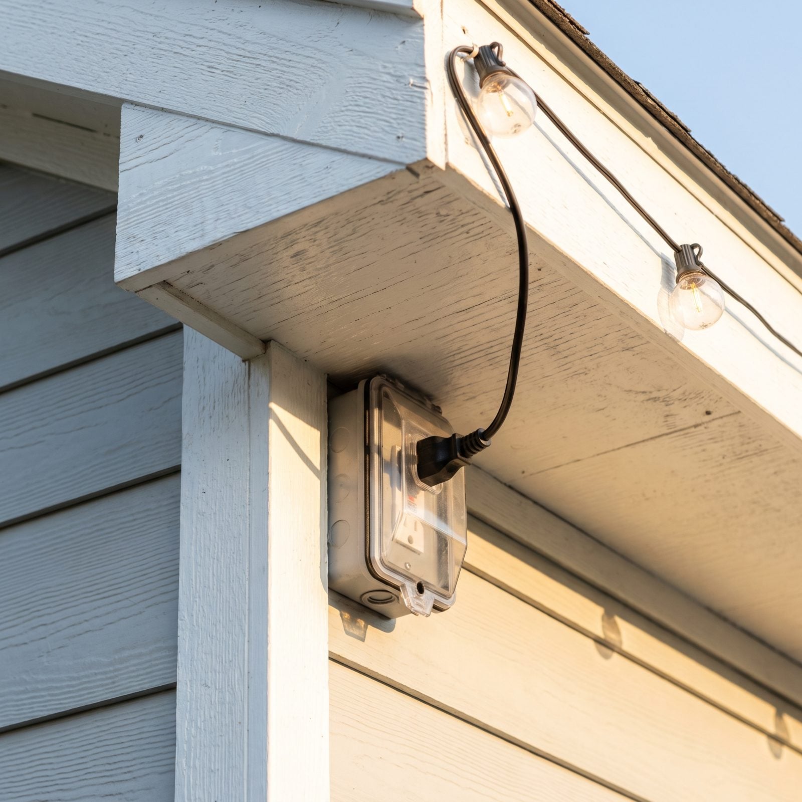 Switched Weatherproof Outlets Under the Eaves for Seasonal Lights