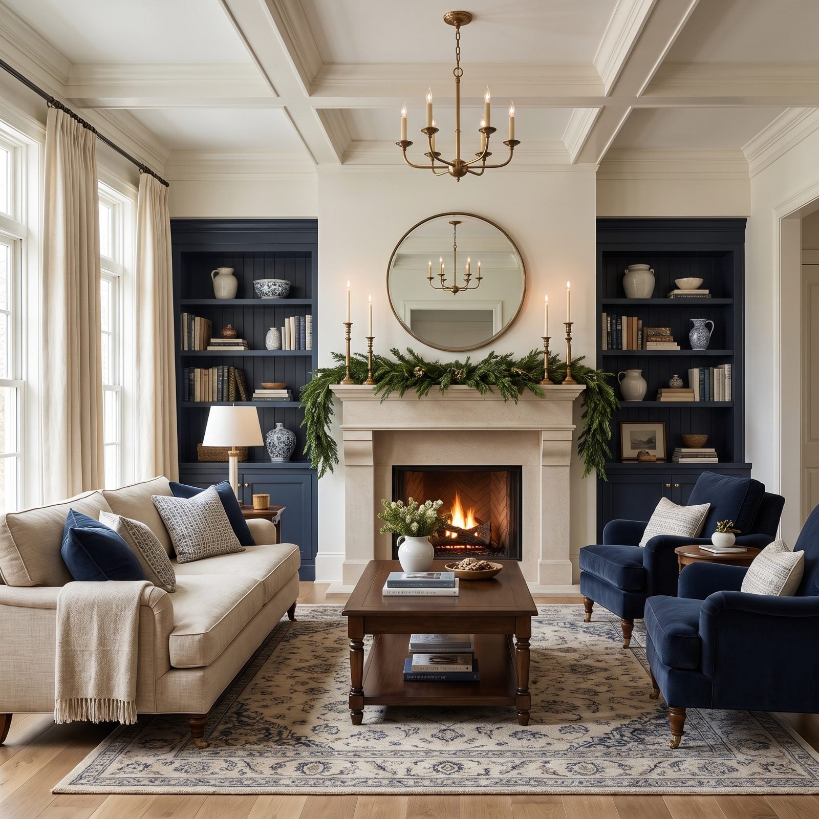 A Symmetrical Mantel That Quiets a Busy Room